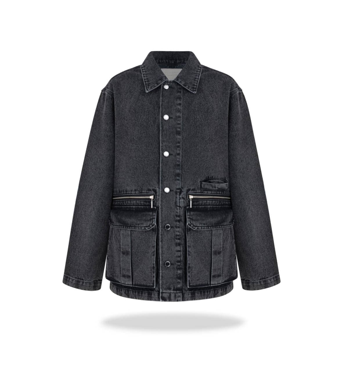 Kurtka z kieszeniami Washed black denim