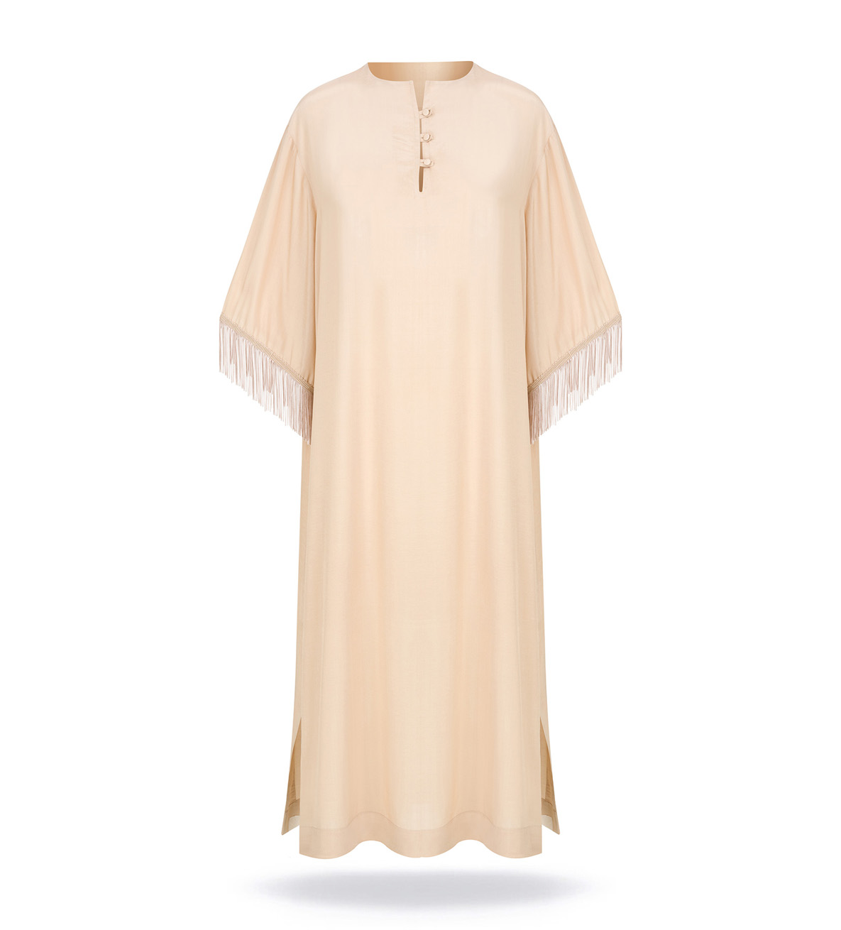 Sukienka maxi z frędzelkami Light beige