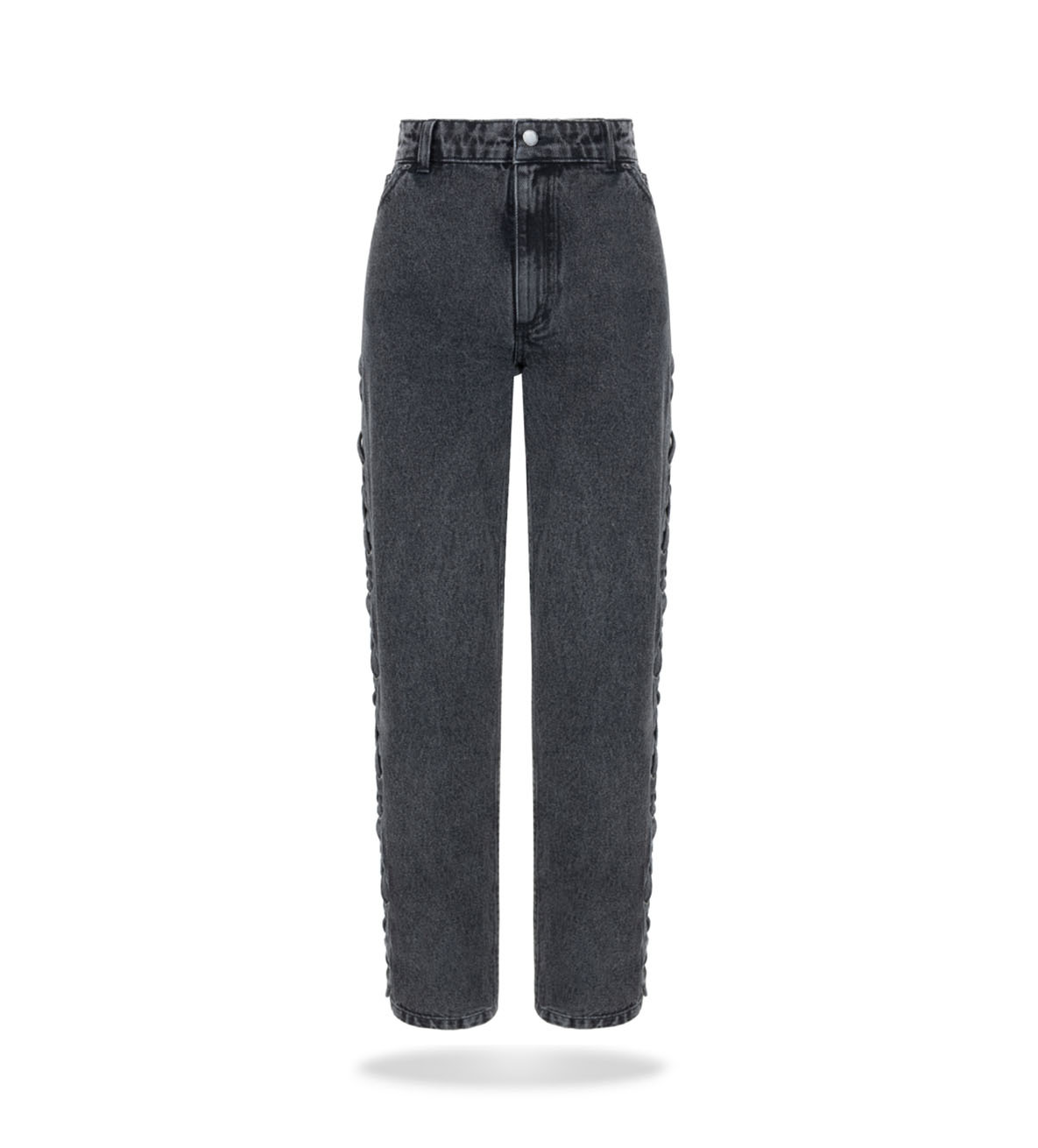 Spodnie ze sznurowaniem washed-black denim