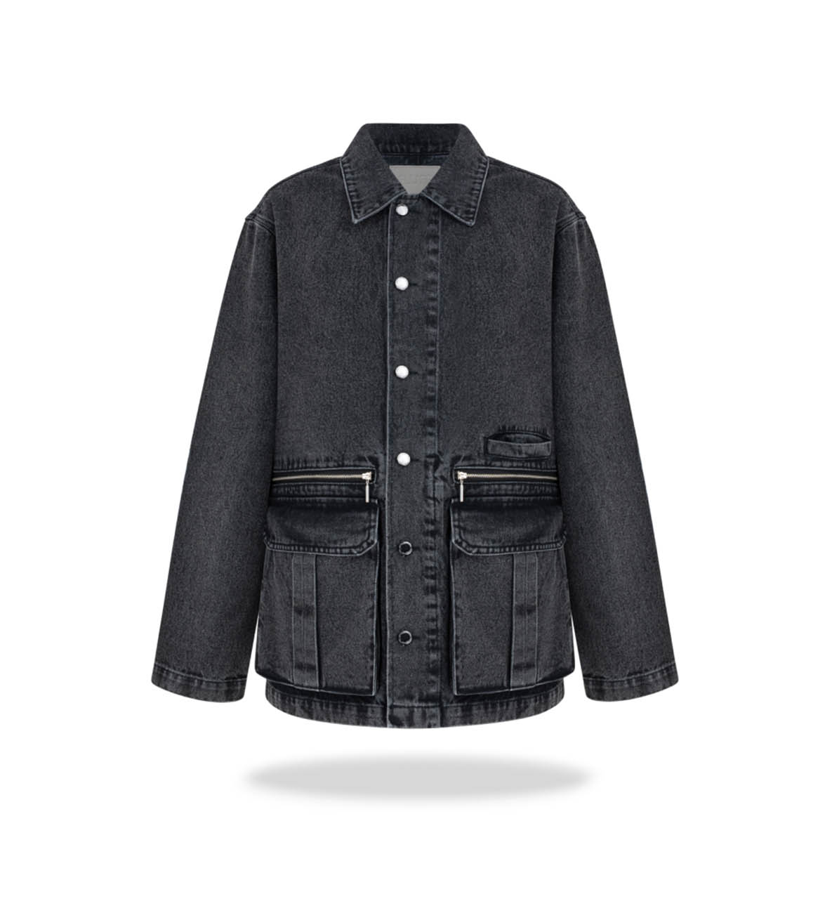 Kurtka z kieszeniami Washed black denim